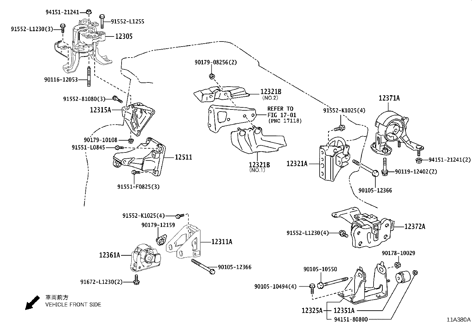 Toyota 12304-37100 BRACKET, ENGINE MOUNTING, LH(FOR TRANSVERSE ENGINE)