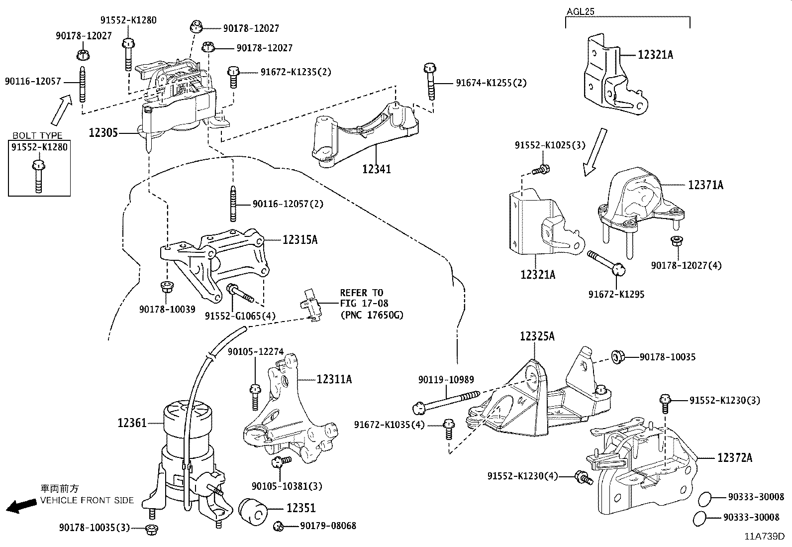 12311-36160 BRACKET, ENGINE MOUNTING, FRONT(FOR TRANSVERSE ENGINE) product image