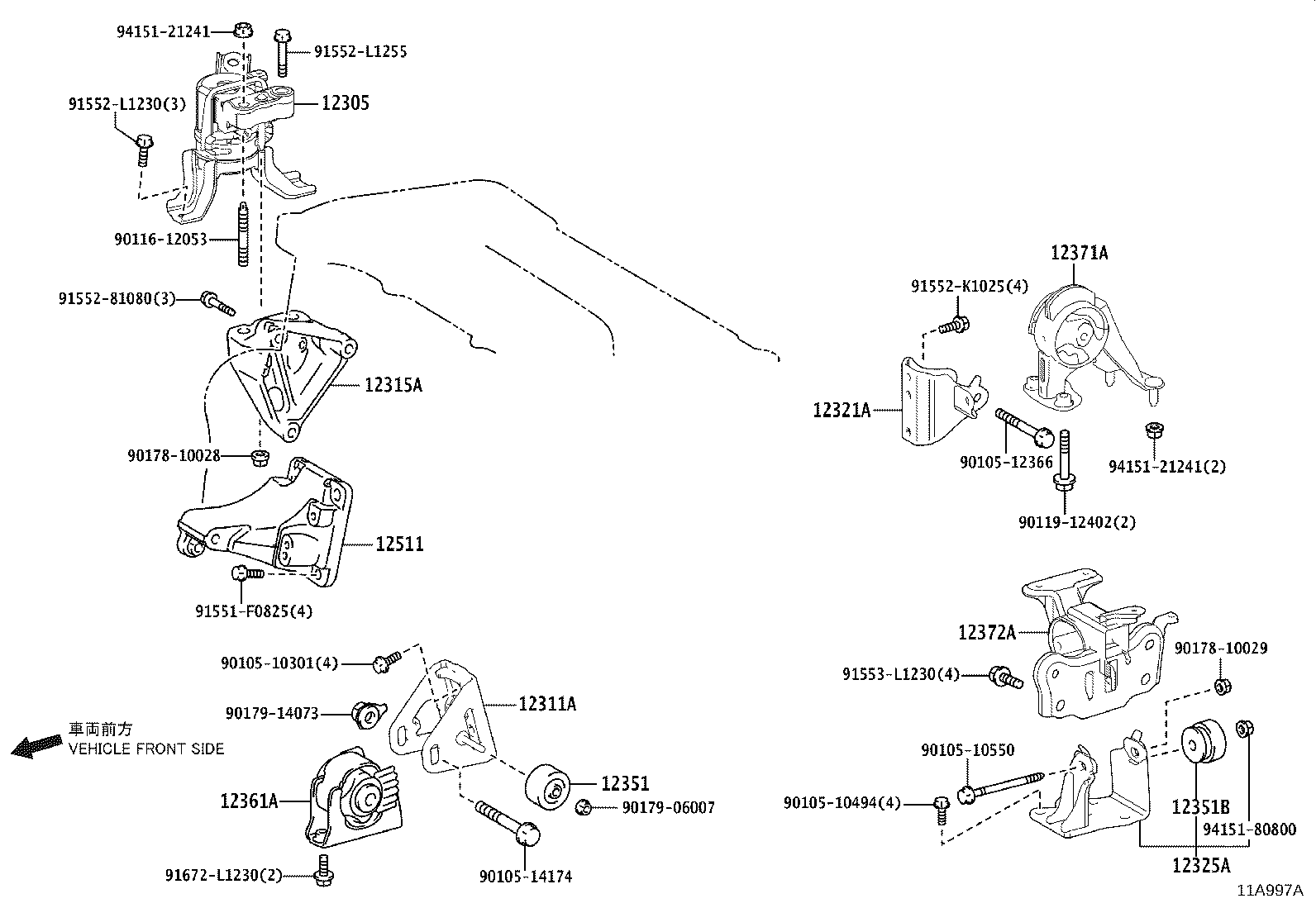 12361-28280 INSULATOR, ENGINE MOUNTING, FRONT(FOR TRANSVERSE ENGINE) product image