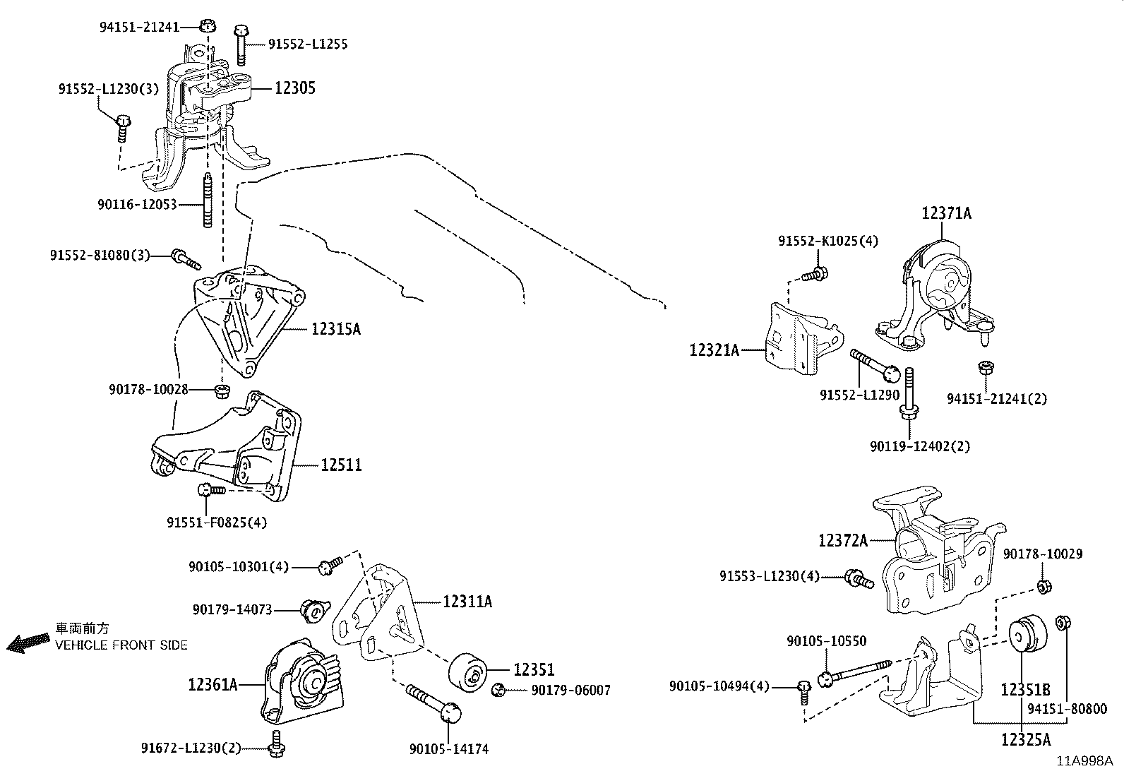 12361-28280 INSULATOR, ENGINE MOUNTING, FRONT(FOR TRANSVERSE ENGINE) product image