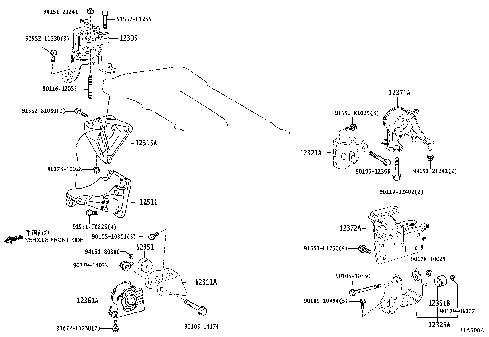 12361-28280 INSULATOR, ENGINE MOUNTING, FRONT(FOR TRANSVERSE ENGINE) product image
