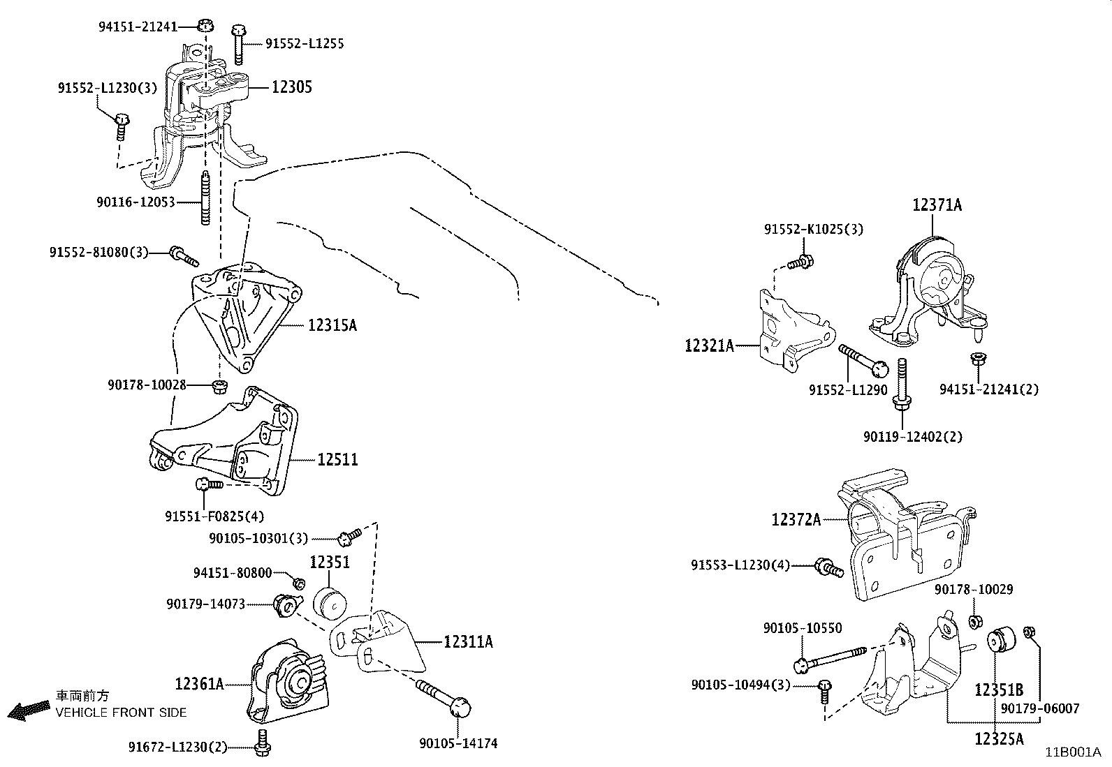12361-28280 INSULATOR, ENGINE MOUNTING, FRONT(FOR TRANSVERSE ENGINE) product image