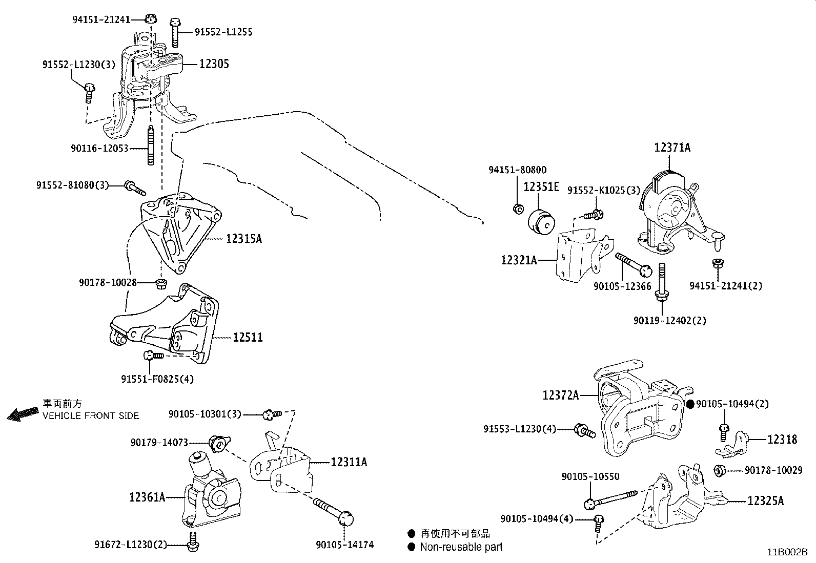 12361-36120 INSULATOR, ENGINE MOUNTING, FRONT(FOR TRANSVERSE ENGINE) product image