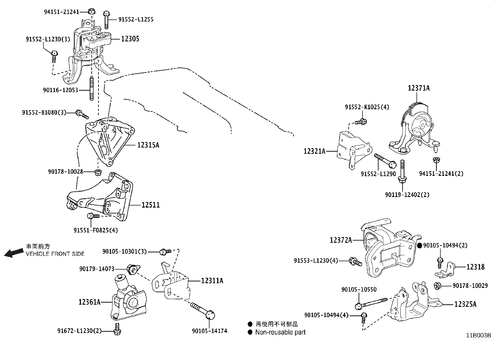 12361-36120 INSULATOR, ENGINE MOUNTING, FRONT(FOR TRANSVERSE ENGINE) product image