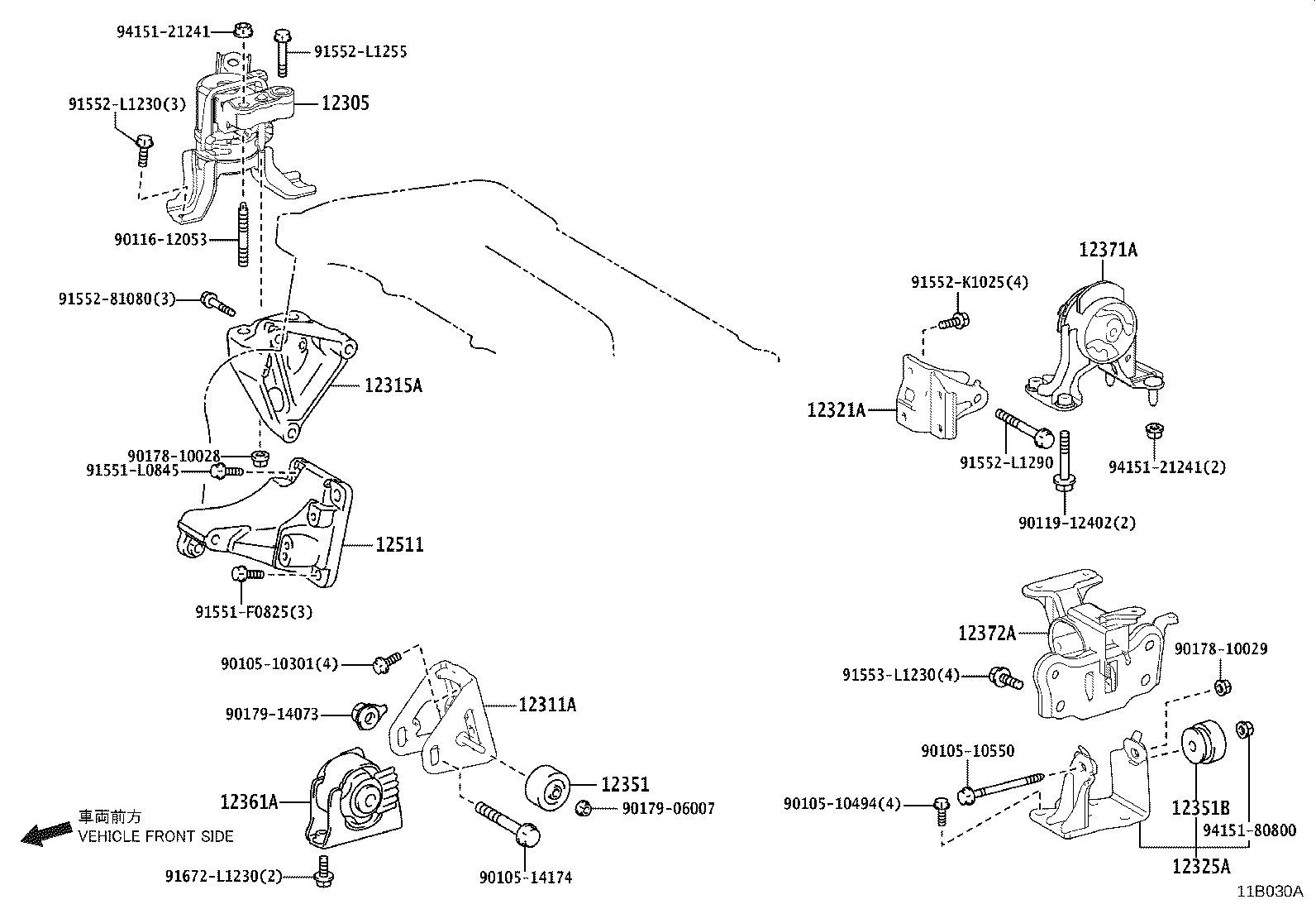 12361-28280 INSULATOR, ENGINE MOUNTING, FRONT(FOR TRANSVERSE ENGINE) product image