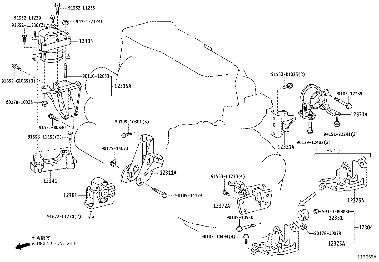 12361-36060 INSULATOR, ENGINE MOUNTING, FRONT product image