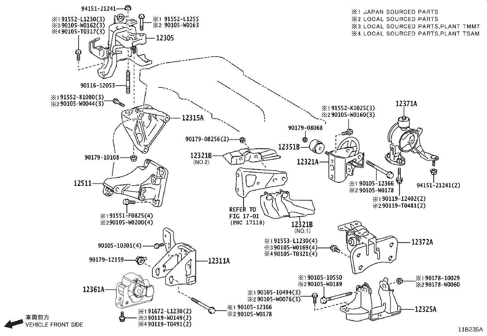 12361-0T170 INSULATOR, ENGINE MOUNTING, FRONT(FOR TRANSVERSE ENGINE) product image
