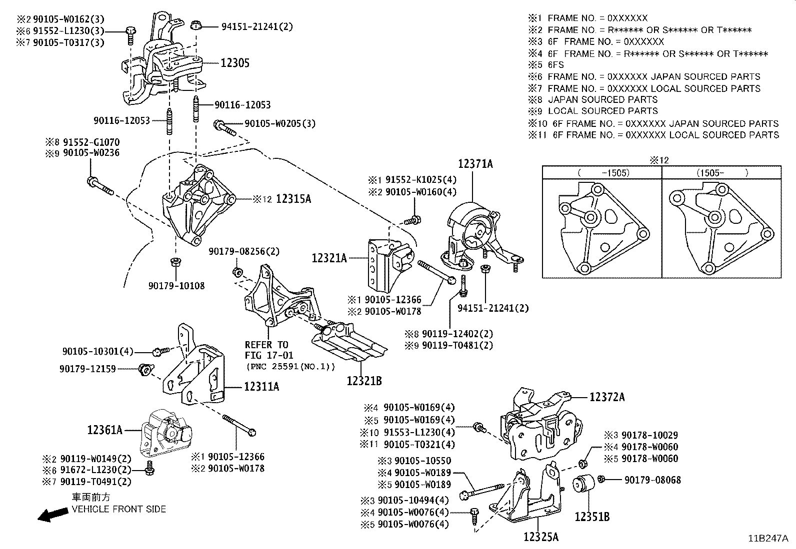 12361-0T170 INSULATOR, ENGINE MOUNTING, FRONT(FOR TRANSVERSE ENGINE) product image