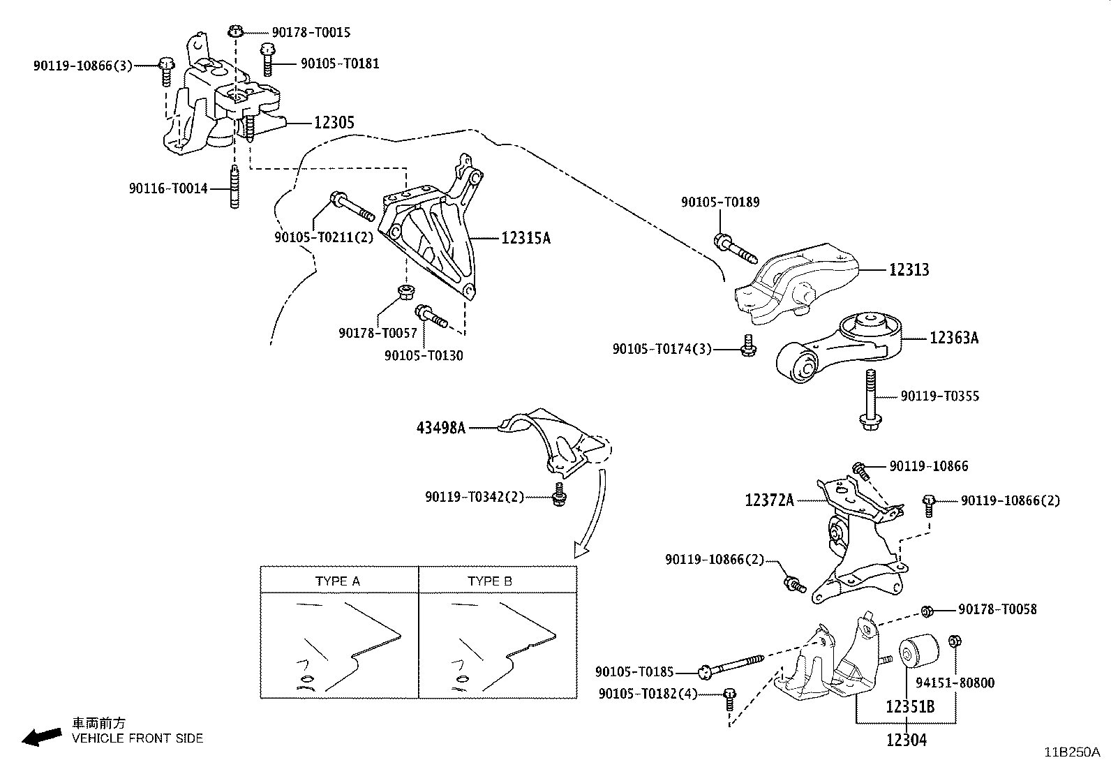 12304-0Y110 BRACKET SUB-ASSY, ENGINE MOUNTING, LH product image