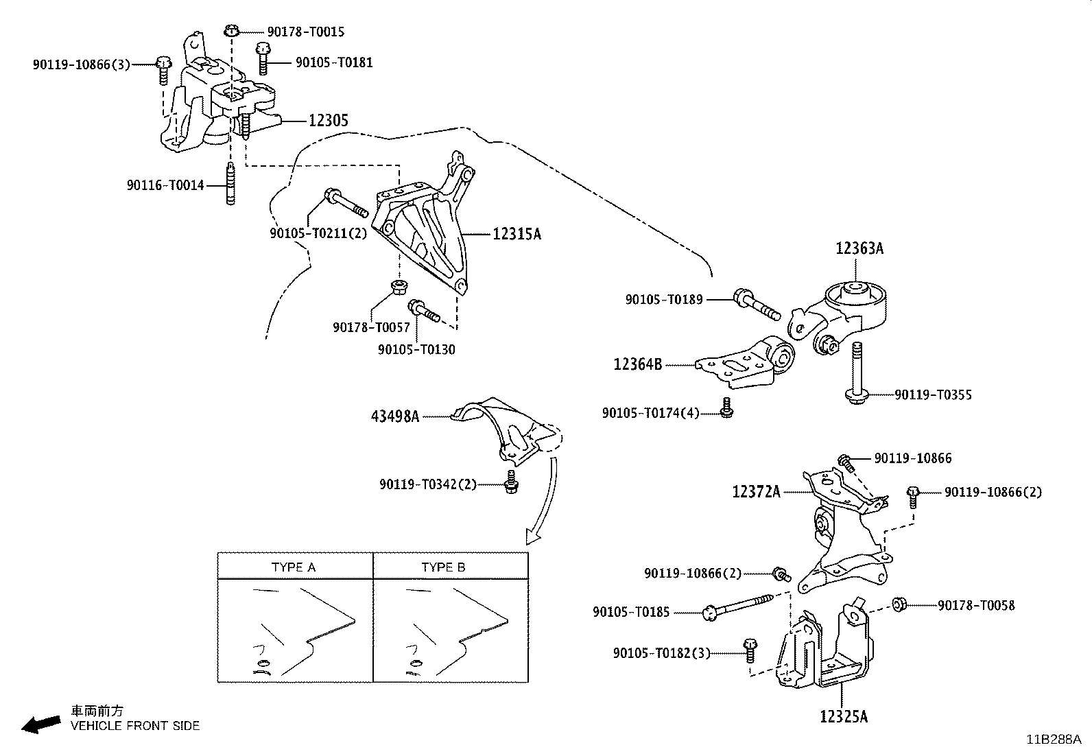 12304-0Y110 BRACKET SUB-ASSY, ENGINE MOUNTING, LH product image