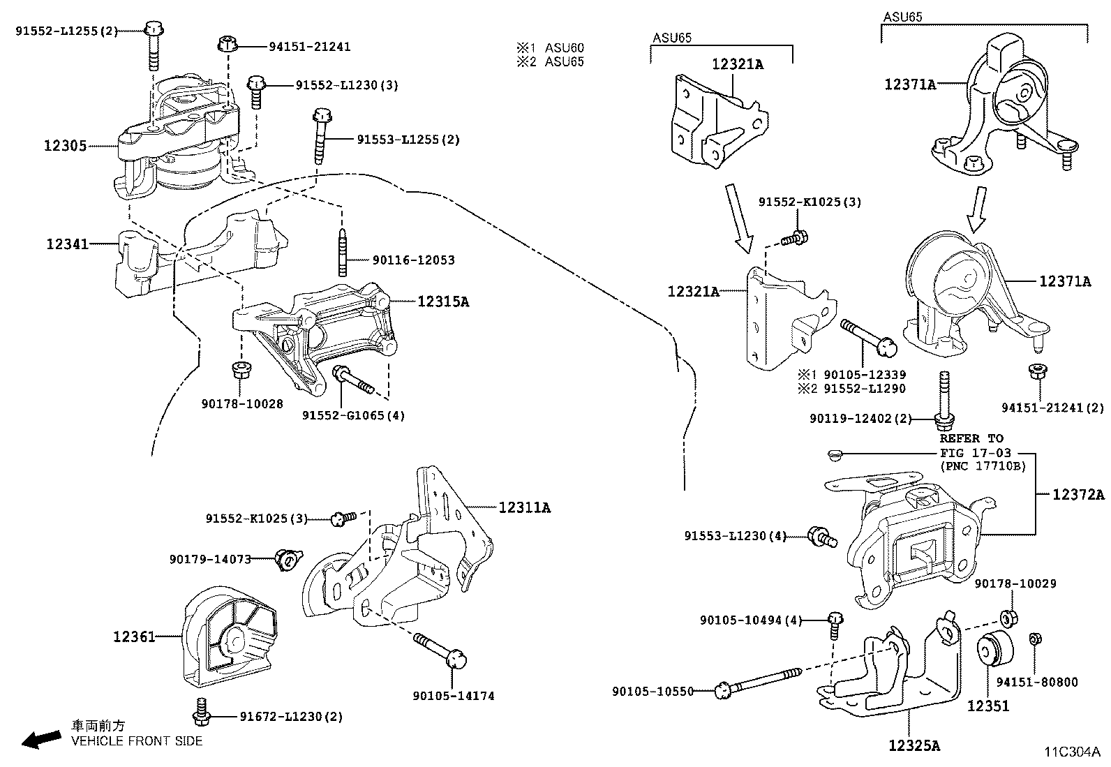 12321-36190 BRACKET, ENGINE MOUNTING, REAR(FOR TRANSVERSE ENGINE) product image