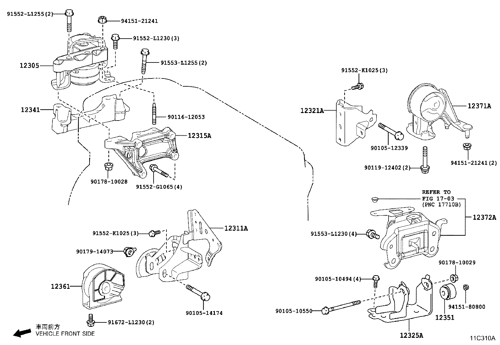 12321-36180 BRACKET, ENGINE MOUNTING, REAR(FOR TRANSVERSE ENGINE) product image