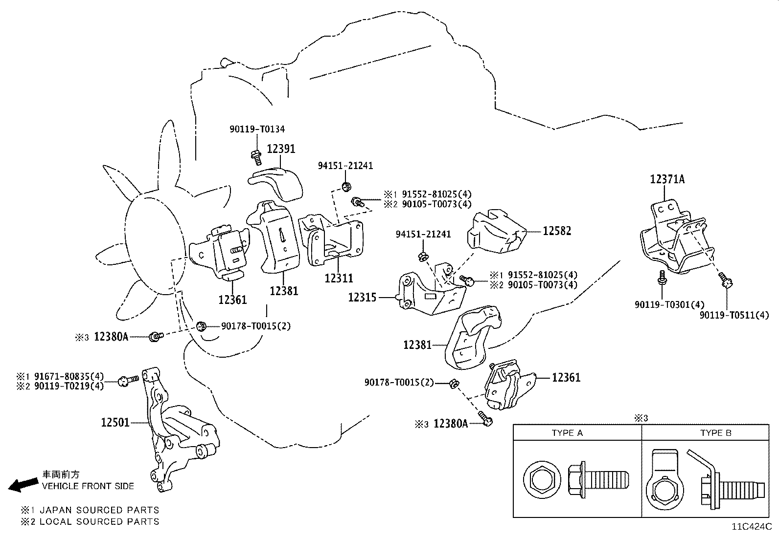 Toyota 12311-0E020 BRACKET, ENGINE MOUNTING, FRONT NO.1 RH