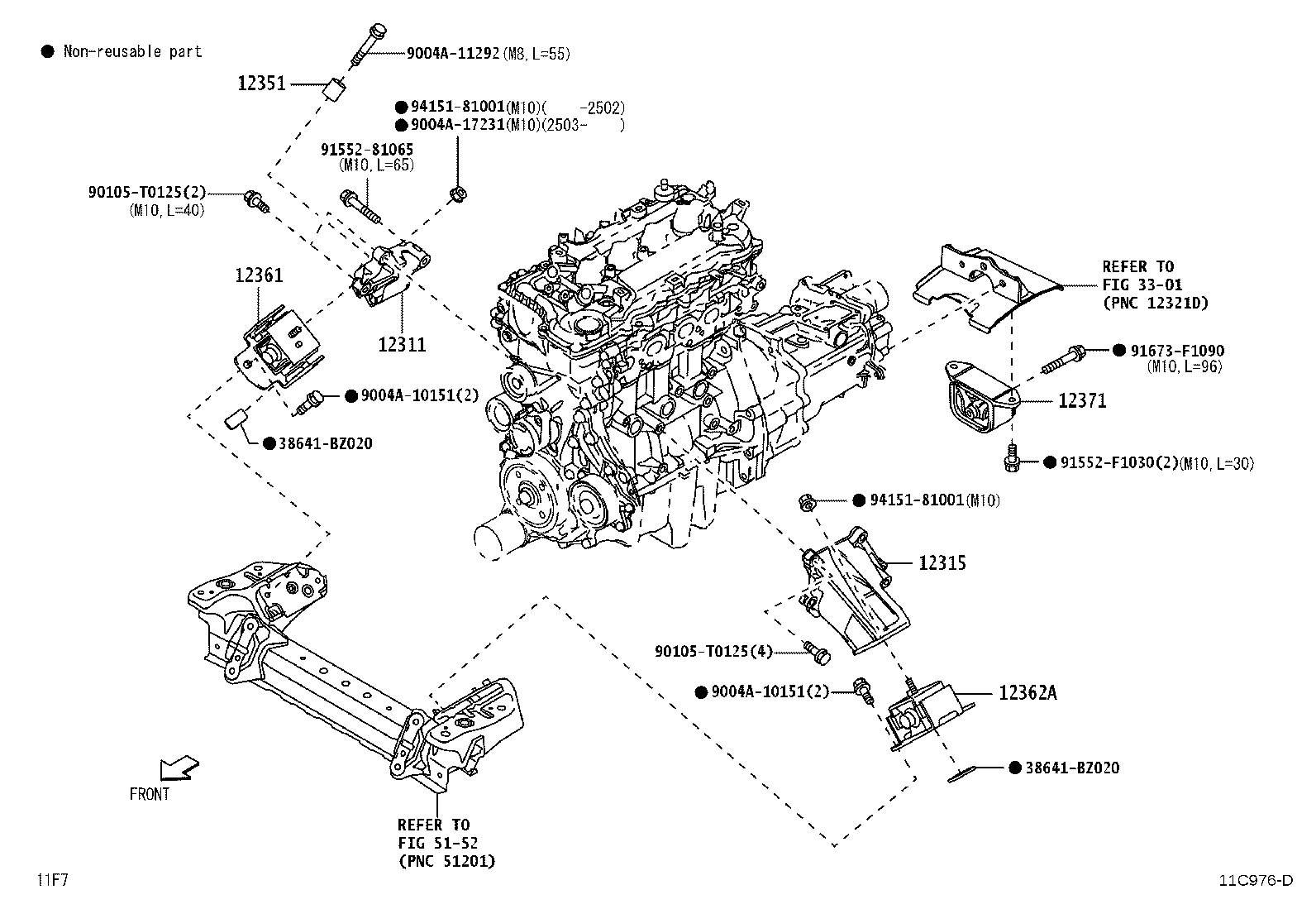 12311-BZ140 BRACKET, ENGINE MOUNTING, FRONT NO.1 RH product image
