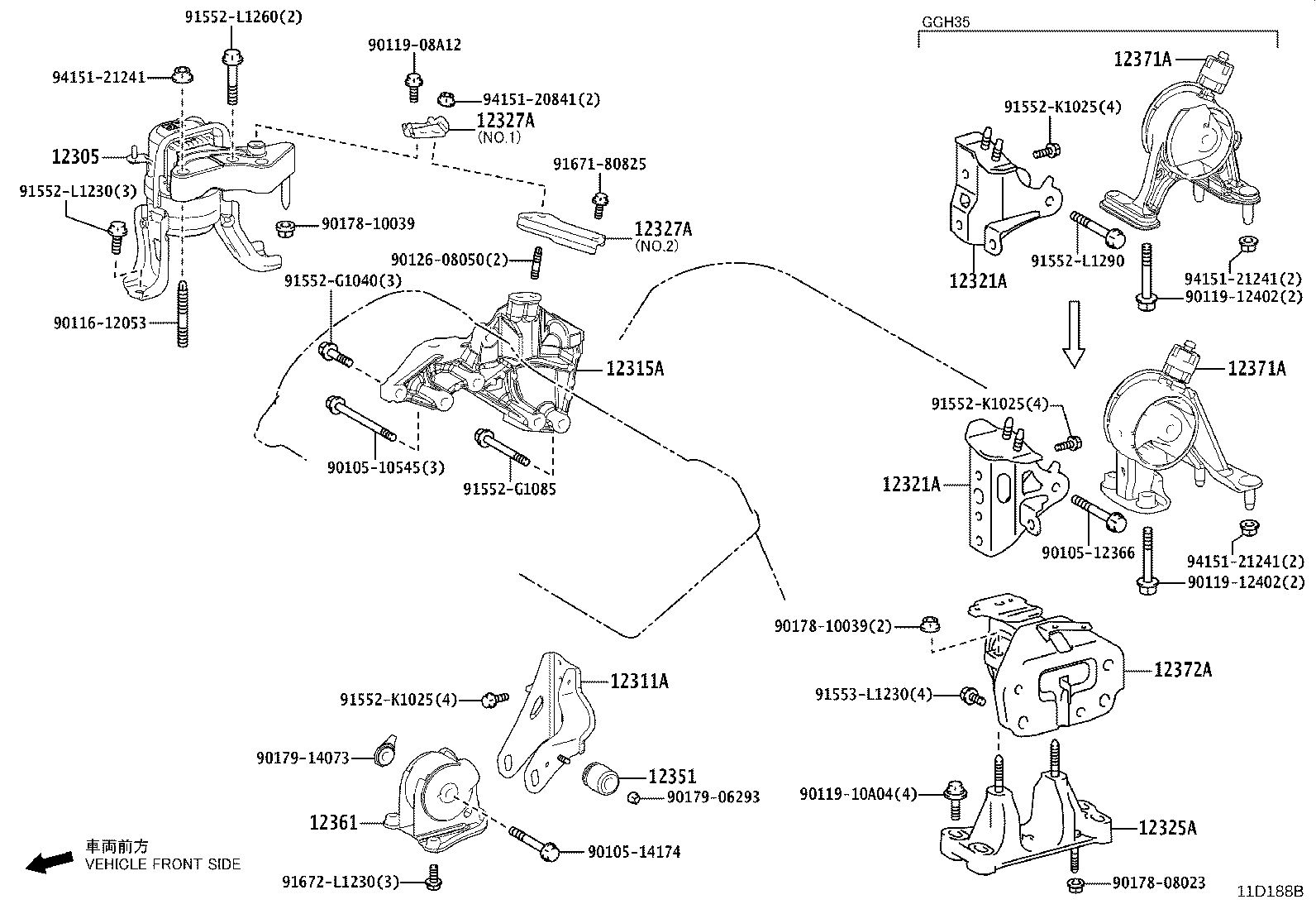 12321-31180 BRACKET, ENGINE MOUNTING, REAR(FOR TRANSVERSE ENGINE) product image