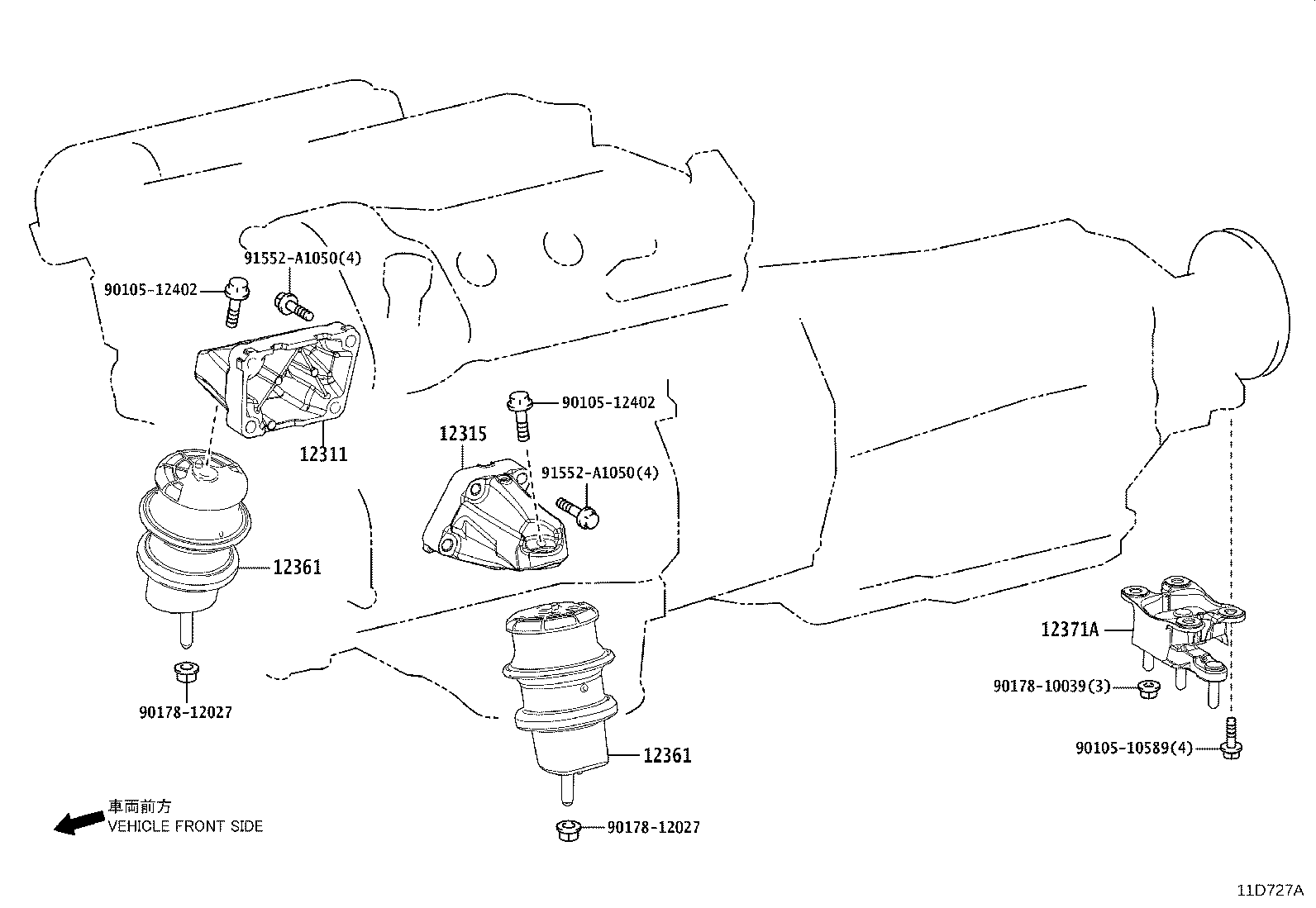 12311-25100 BRACKET, ENGINE MOUNTING, FRONT(FOR TRANSVERSE ENGINE) product image
