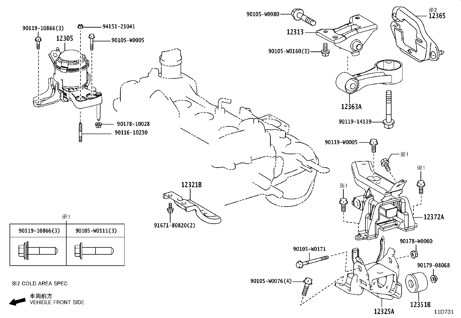 12315-33080 BRACKET, ENGINE MOUNTING, RH(FOR TRANSVERSE ENGINE) product image