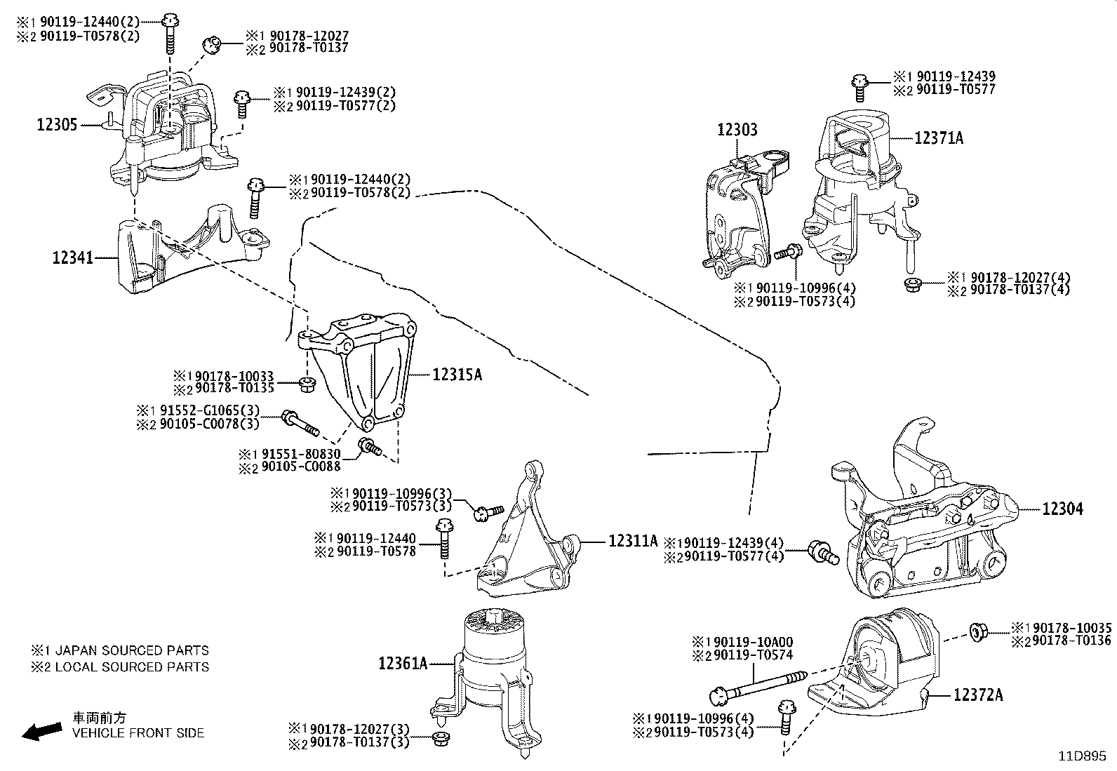 12311-0V040 BRACKET, ENGINE MOUNTING, FRONT(FOR TRANSVERSE ENGINE) product image