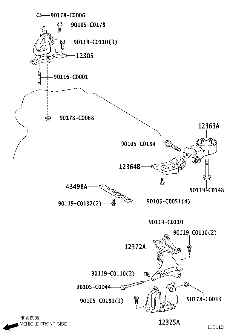 12304-0Y090 BRACKET SUB-ASSY, ENGINE MOUNTING, LH product image