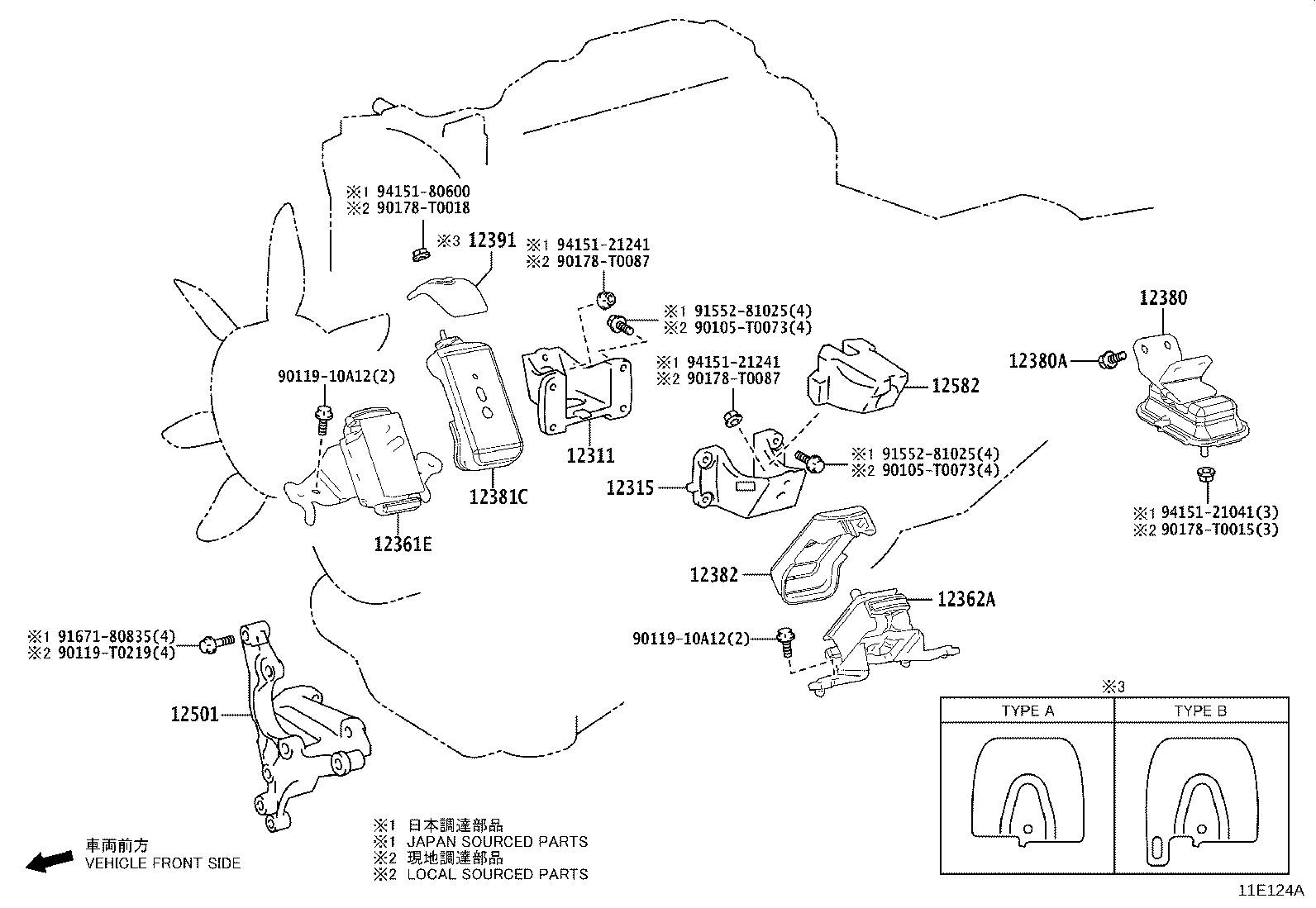 Toyota 12315-31260 BRACKET, ENGINE MOUNTING, FRONT NO.1 LH