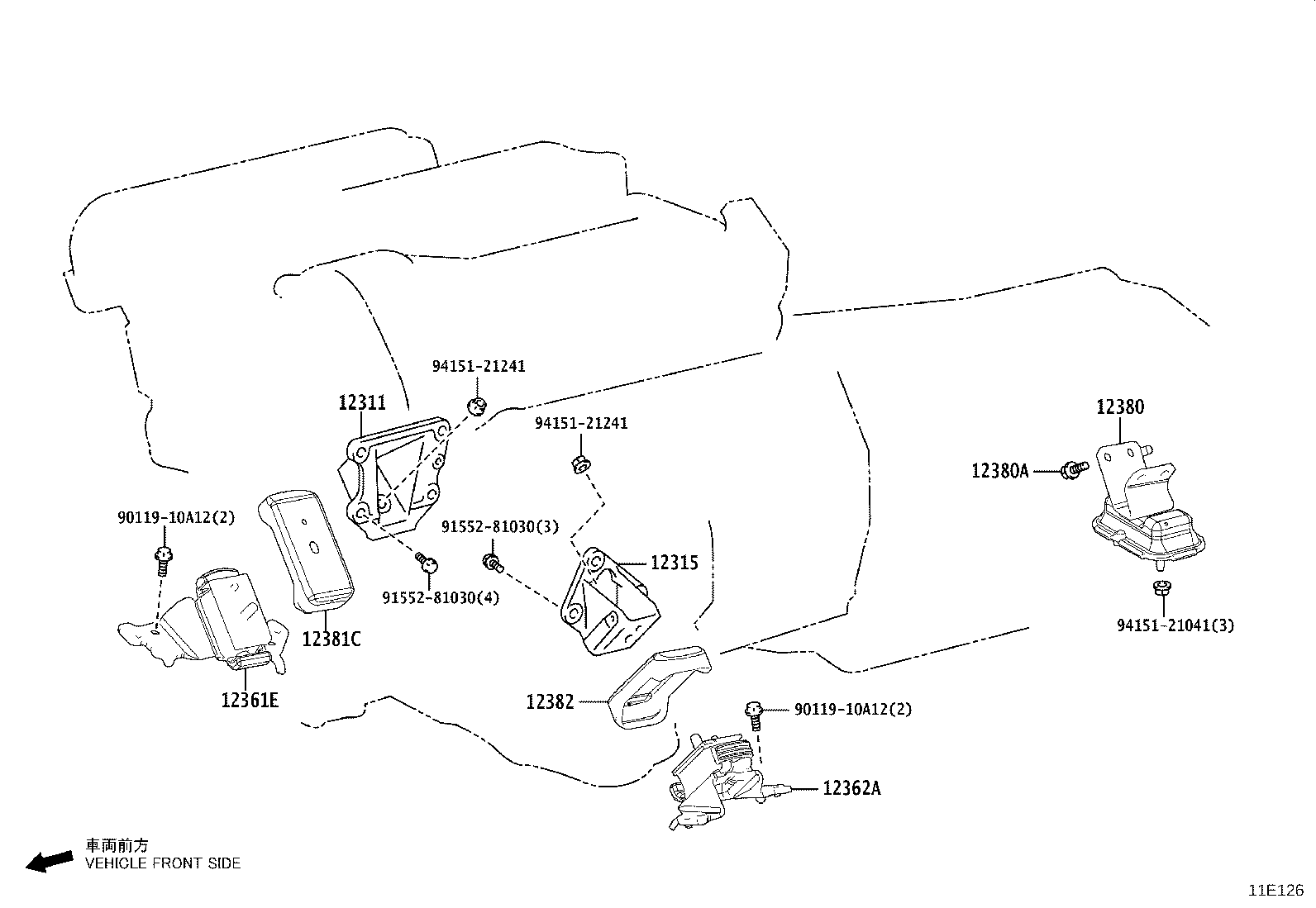 12381-31080 STABILIZER, ENGINE MOUNTING, RH product image