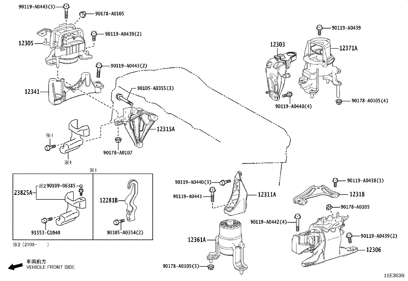 Toyota 12361-F0280 INSULATOR, ENGINE MOUNTING, FRONT(FOR TRANSVERSE ENGINE)