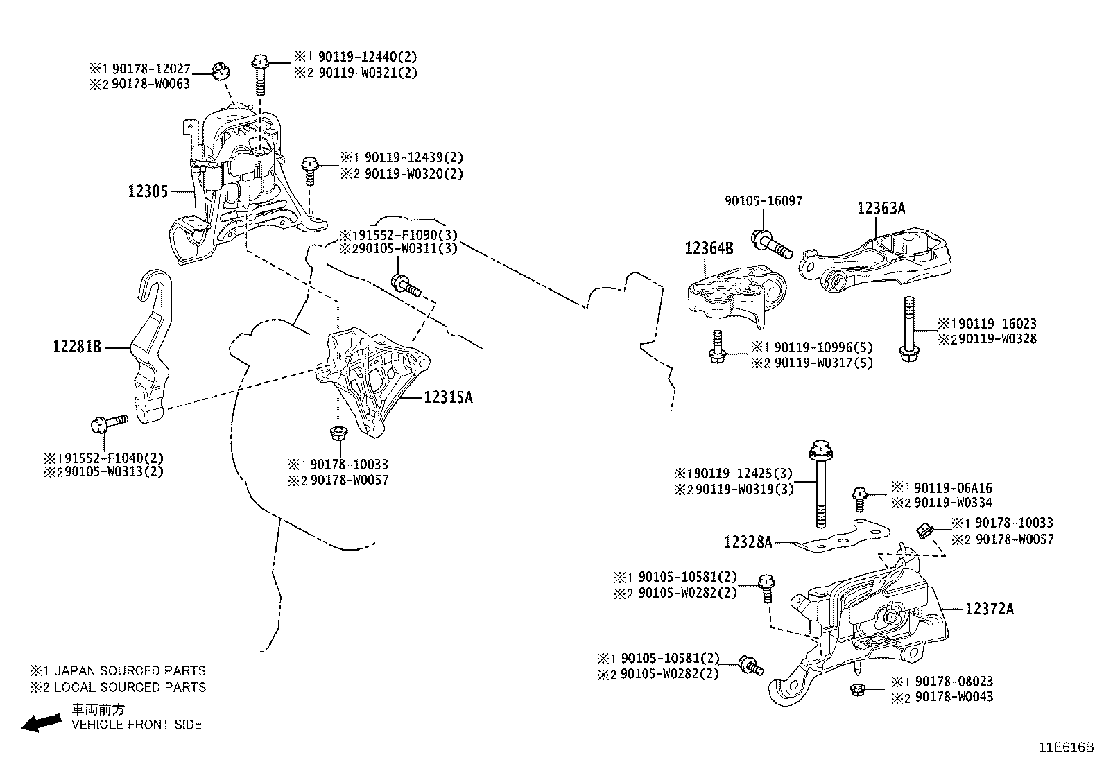 Toyota 12325-0Y220 BRACKET, ENGINE MOUNTING, LH(FOR TRANSVERSE ENGINE)