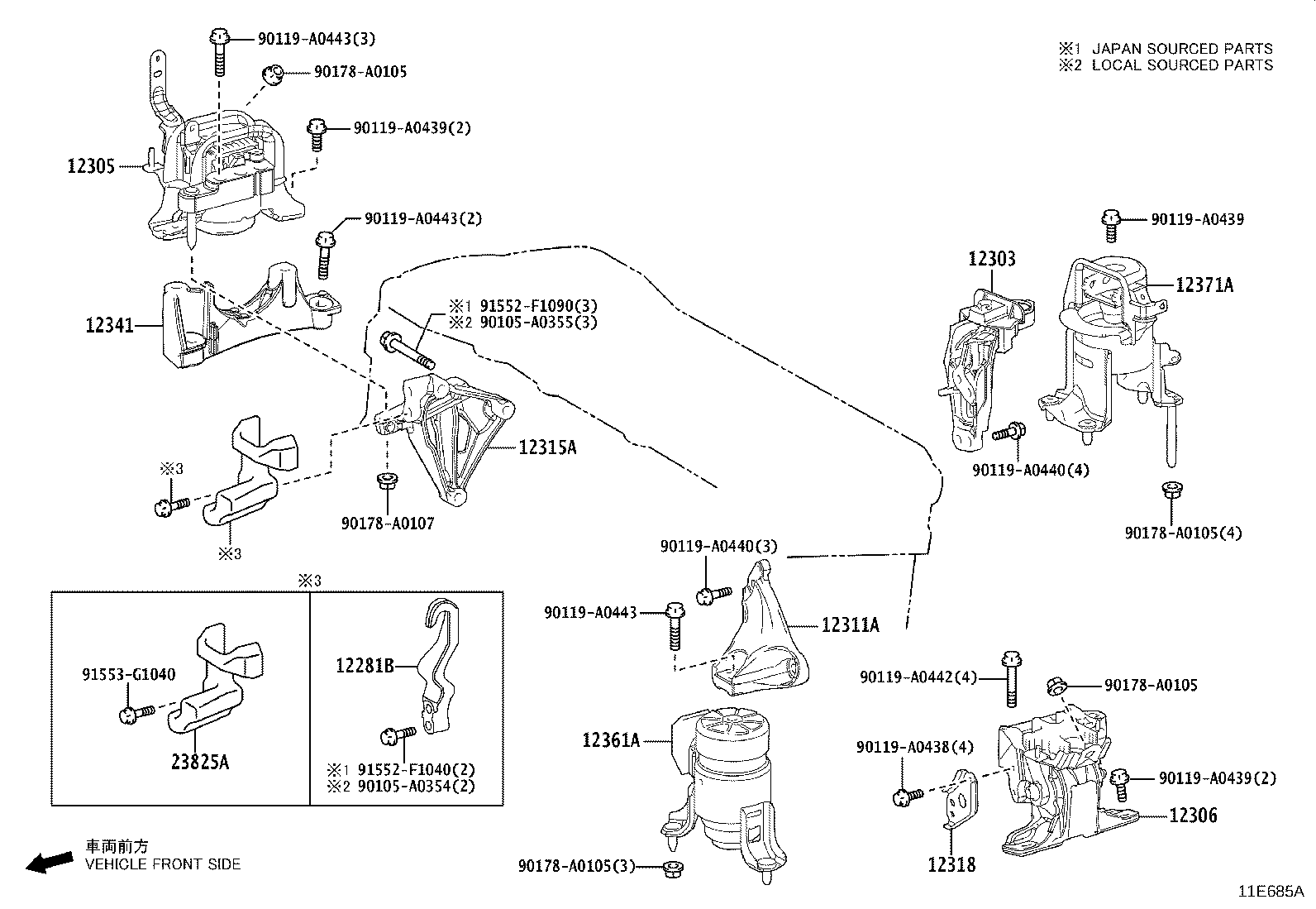Toyota 12303-0P030 BRACKET SUB-ASSY, ENGINE MOUNTING, REAR