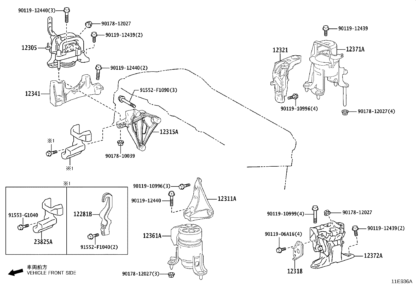 Toyota 12371-25100 INSULATOR, ENGINE MOUNTING, REAR