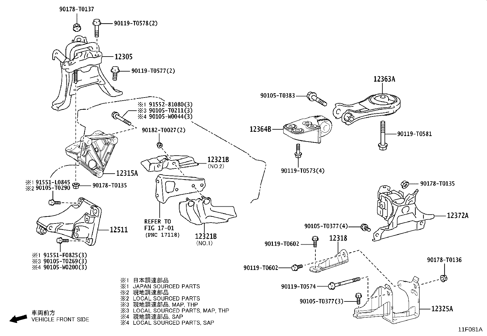 12318-0T080 STAY, ENGINE MOUNTING, LH product image