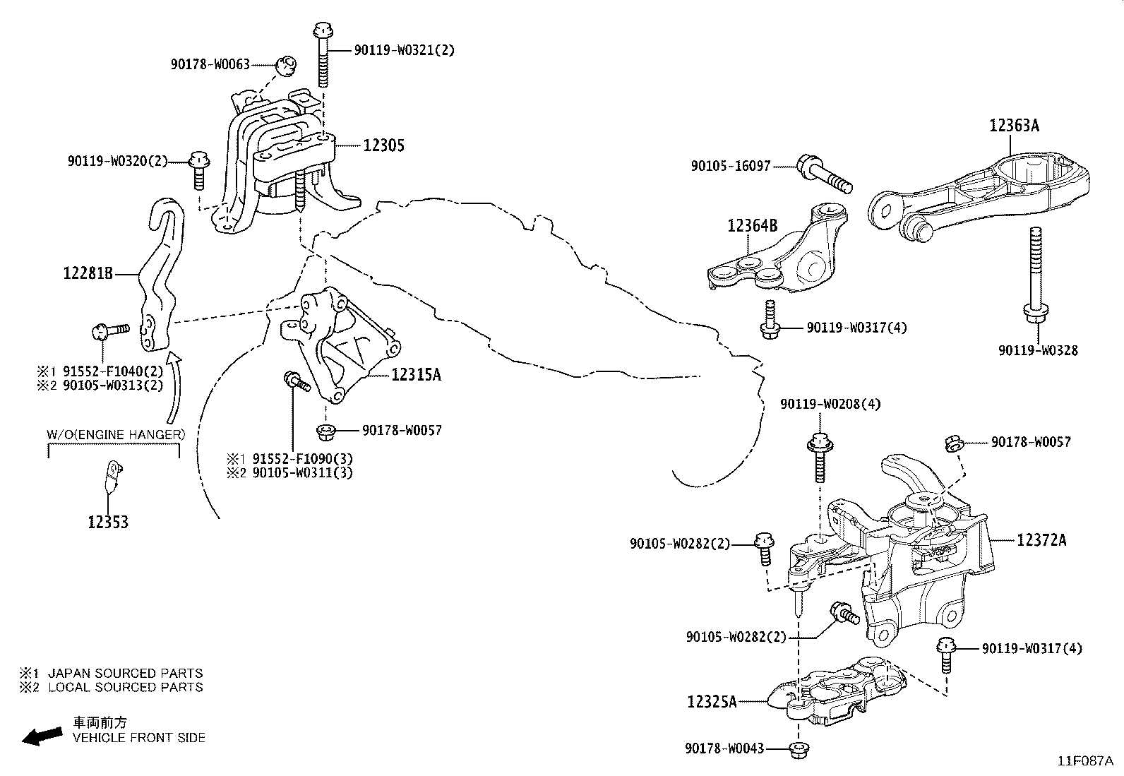 12281-25030 HANGER, ENGINE, NO.1 product image