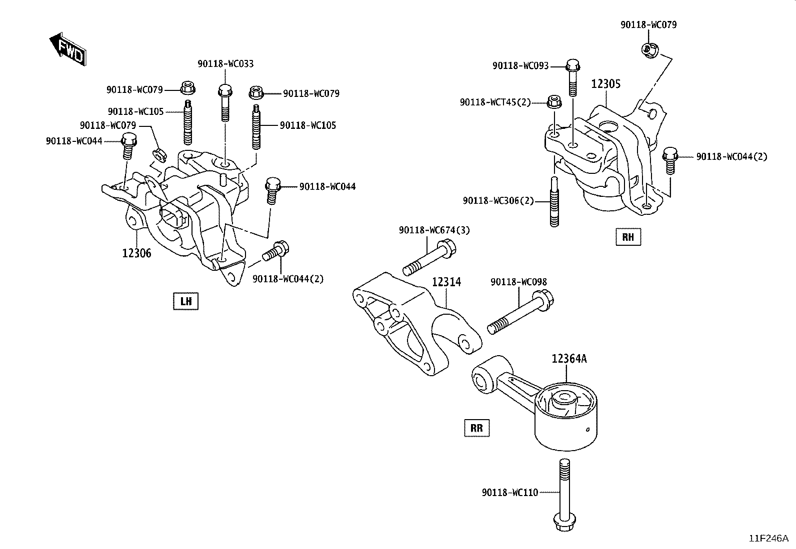 12313-WC002 BRACKET, ENGINE LATERAL CONTROL ROD product image