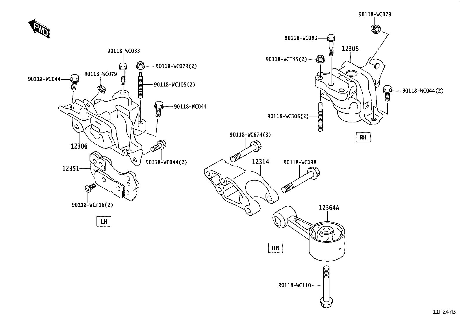12313-WC002 BRACKET, ENGINE LATERAL CONTROL ROD product image