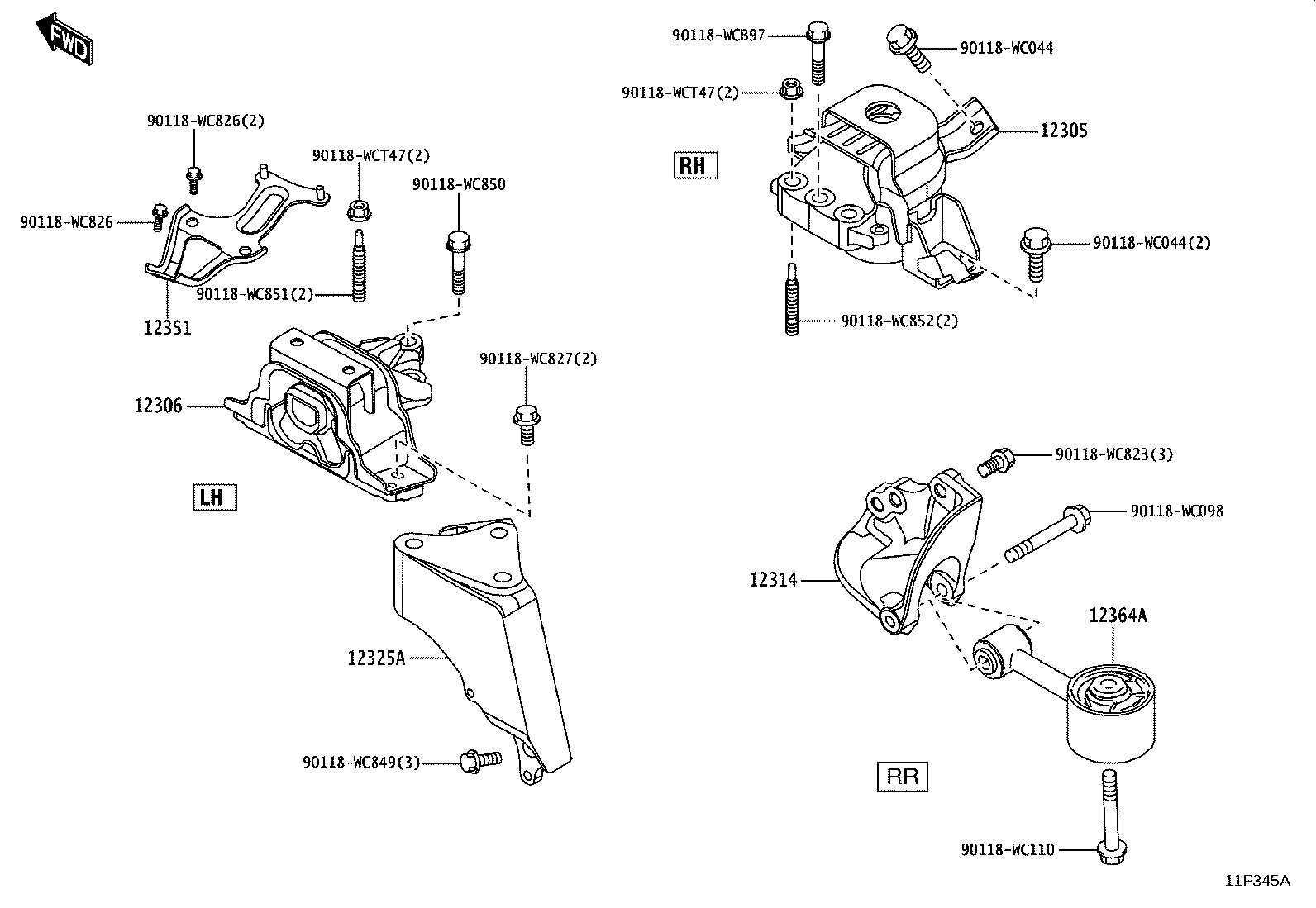 12313-WC005 BRACKET, ENGINE LATERAL CONTROL ROD product image