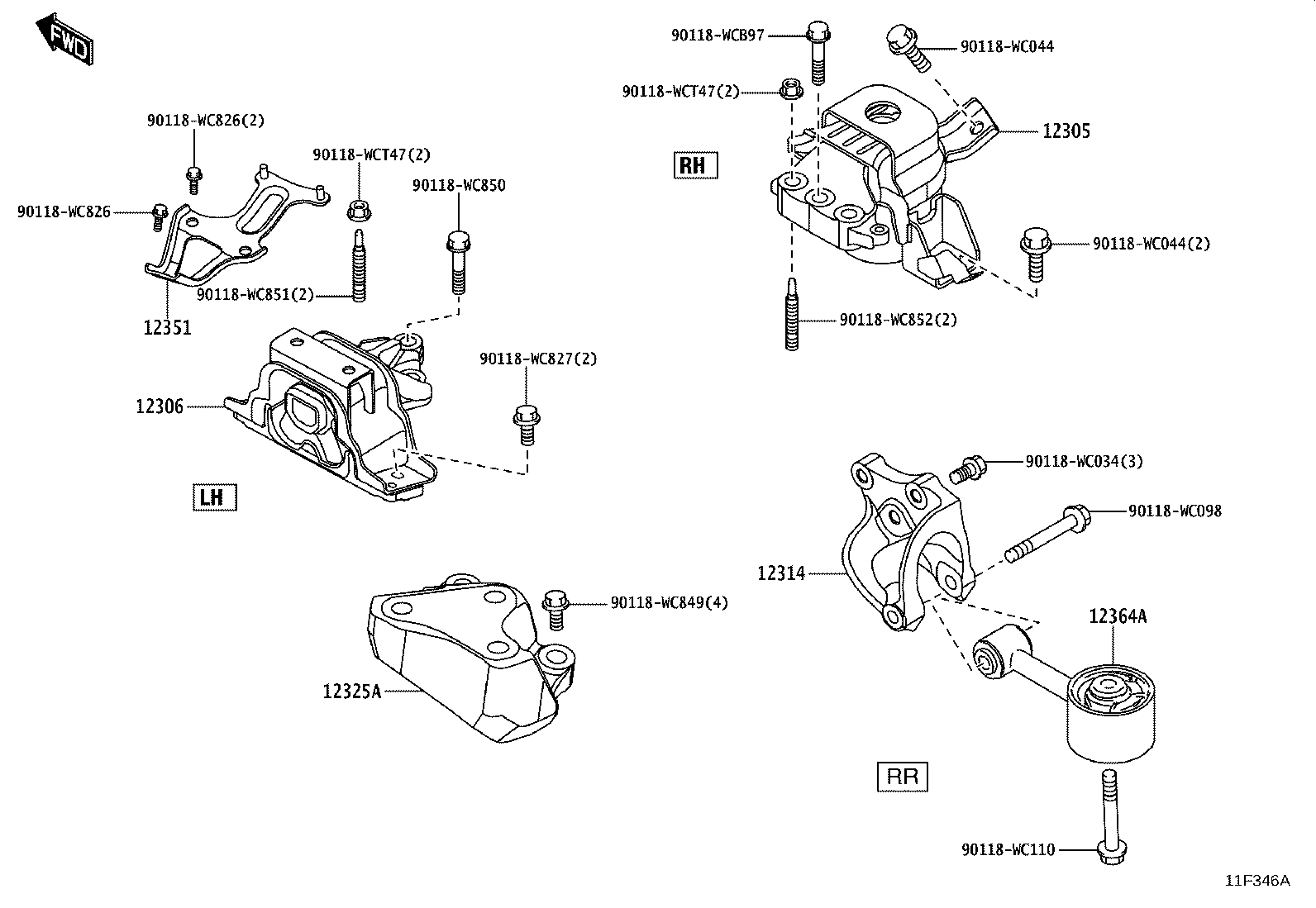 12313-WC005 BRACKET, ENGINE LATERAL CONTROL ROD product image