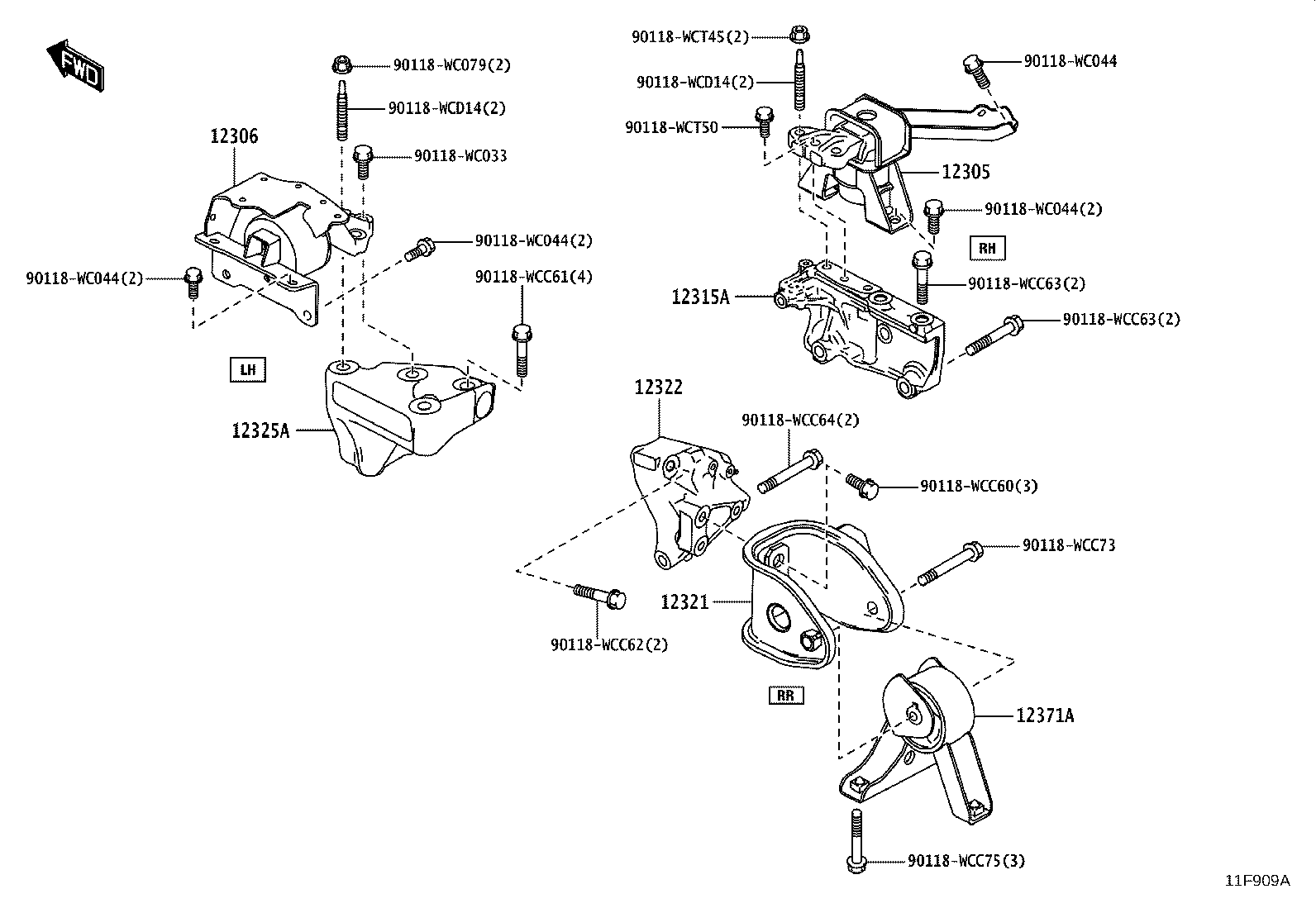 12315-WC001 BRACKET, ENGINE MOUNTING, RH(FOR TRANSVERSE ENGINE) product image