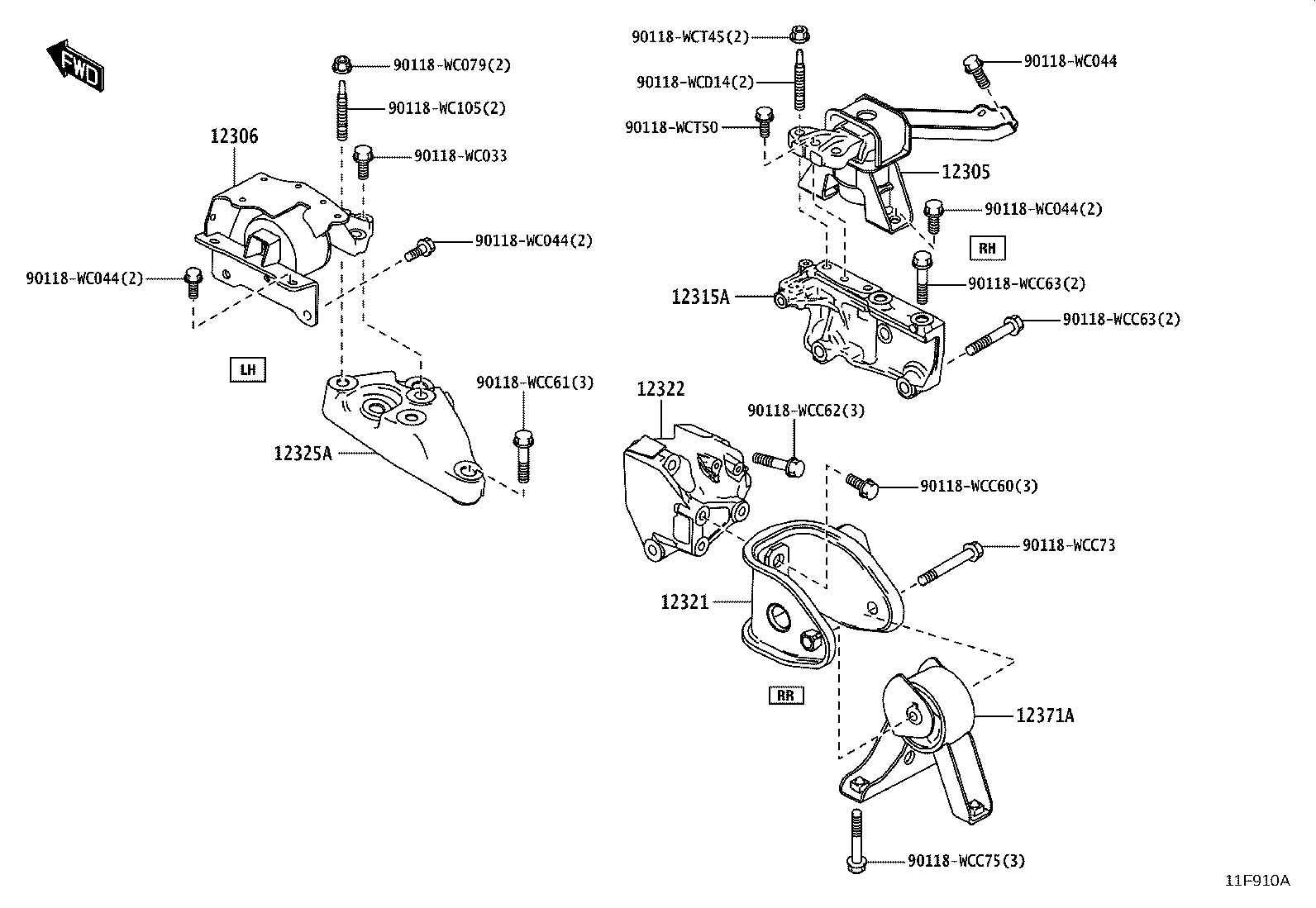 12315-WC001 BRACKET, ENGINE MOUNTING, RH(FOR TRANSVERSE ENGINE) product image