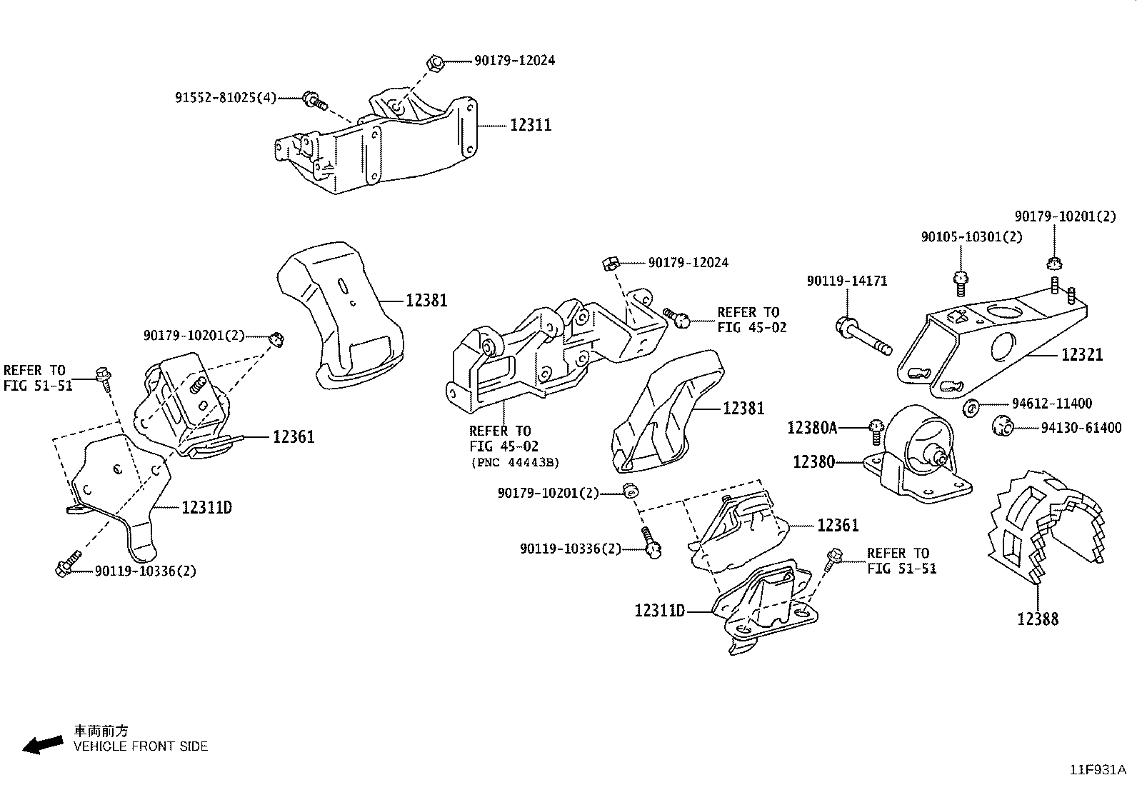 12321-11350 BRACKET, ENGINE MOUNTING, REAR(FOR TRANSVERSE ENGINE) product image