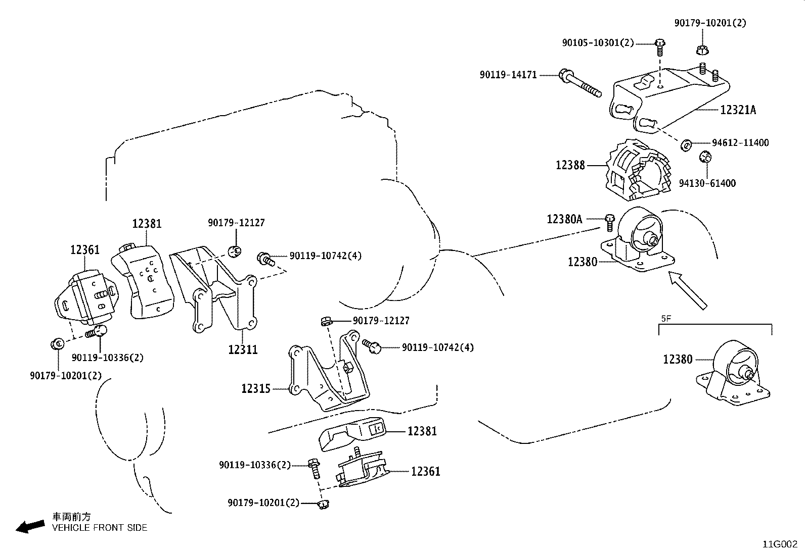 12321-11370 BRACKET, ENGINE MOUNTING, REAR(FOR TRANSVERSE ENGINE) product image