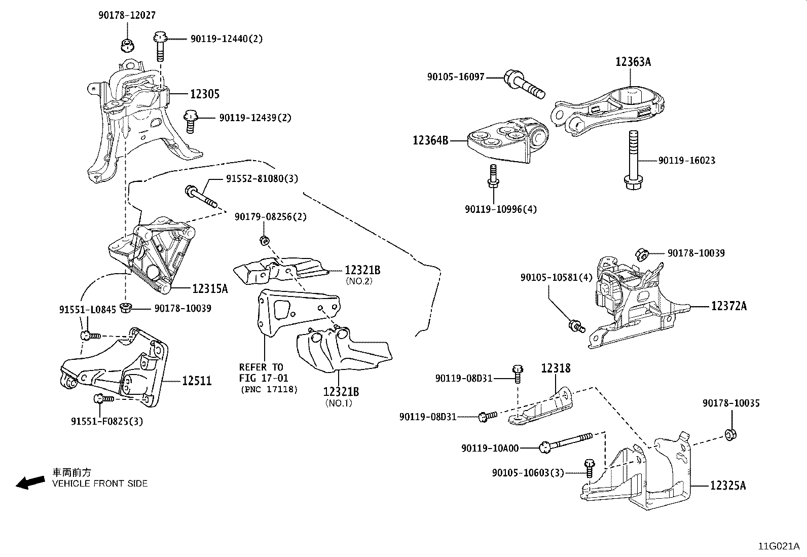 12372-37360 INSULATOR, ENGINE MOUNTING, LH(FOR TRANSVERSE ENGINE) product image