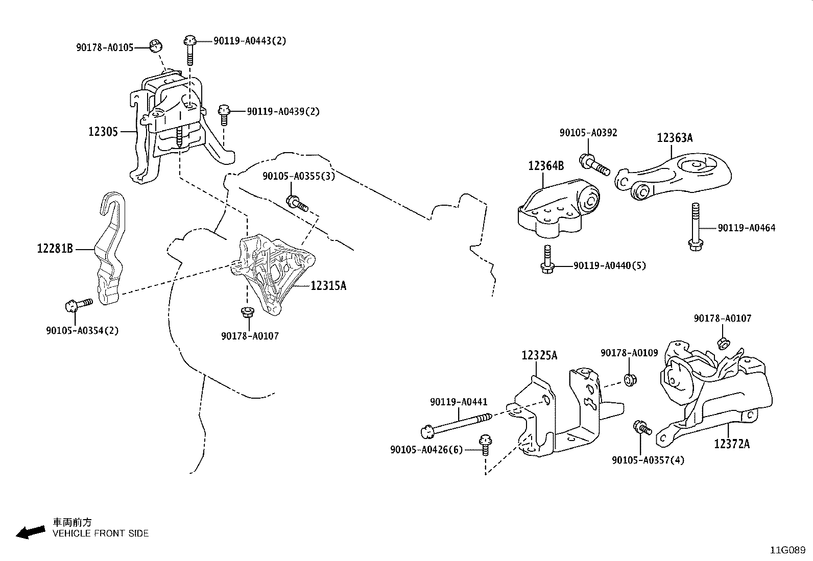 12318-24030 STAY, ENGINE MOUNTING, LH product image