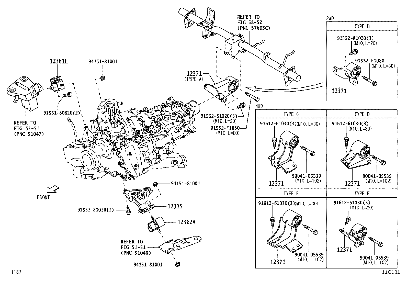 12371-B5170 INSULATOR, ENGINE MOUNTING, REAR NO.1 product image