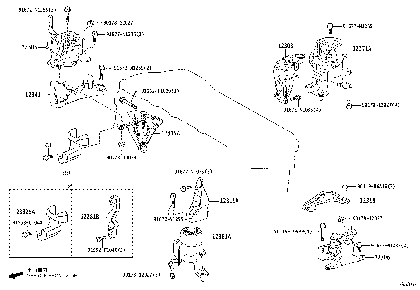 Toyota 12371-25140 INSULATOR, ENGINE MOUNTING, REAR