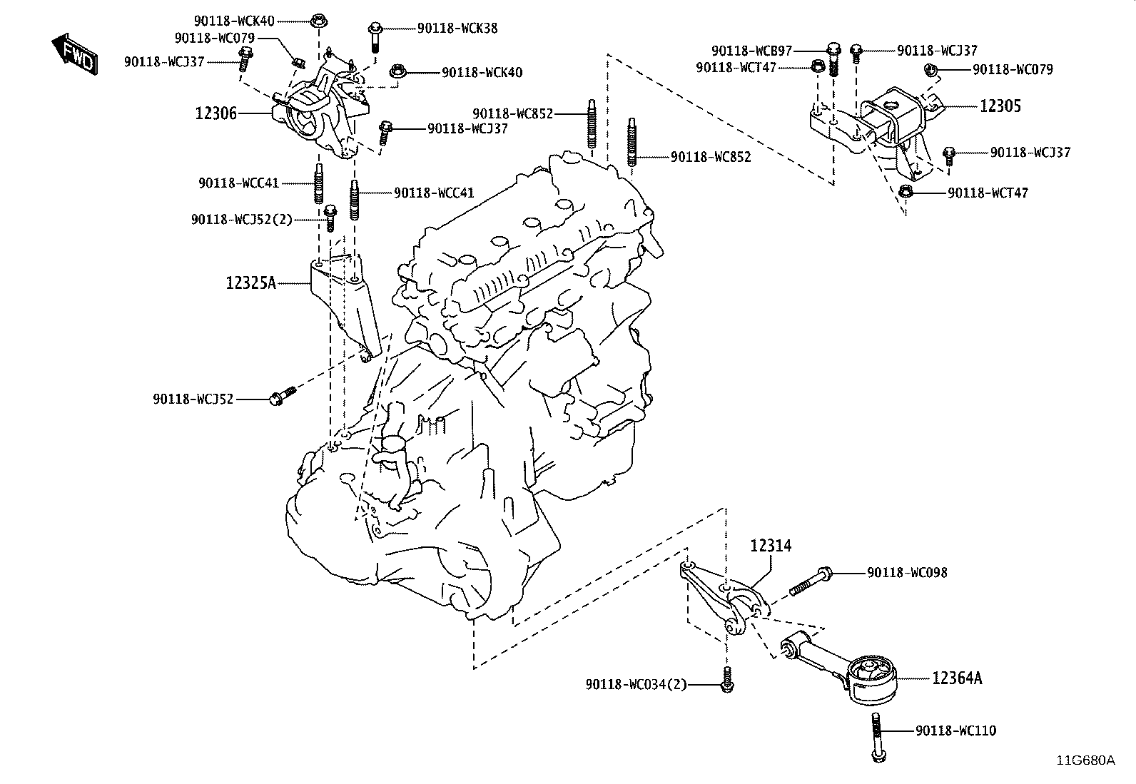 12315-F3070 BRACKET, ENGINE MOUNTING, RH(FOR TRANSVERSE ENGINE) product image