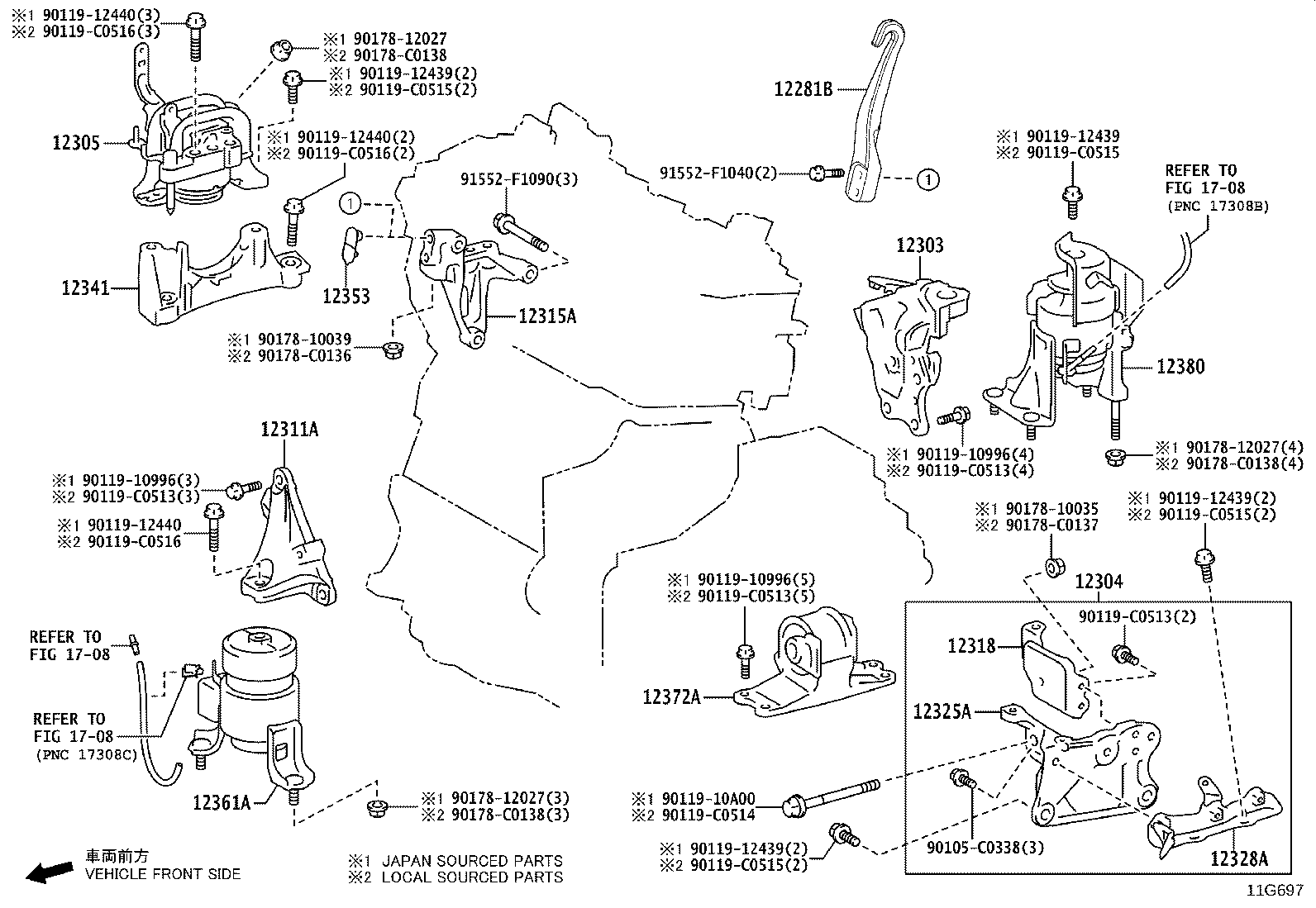 12361-F0180 INSULATOR, ENGINE MOUNTING, FRONT(FOR TRANSVERSE ENGINE) product image