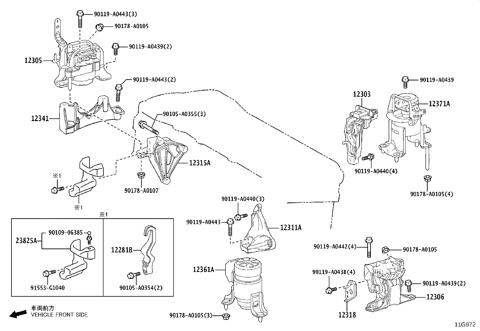 12321-F0130 BRACKET, ENGINE MOUNTING, REAR(FOR TRANSVERSE ENGINE) product image