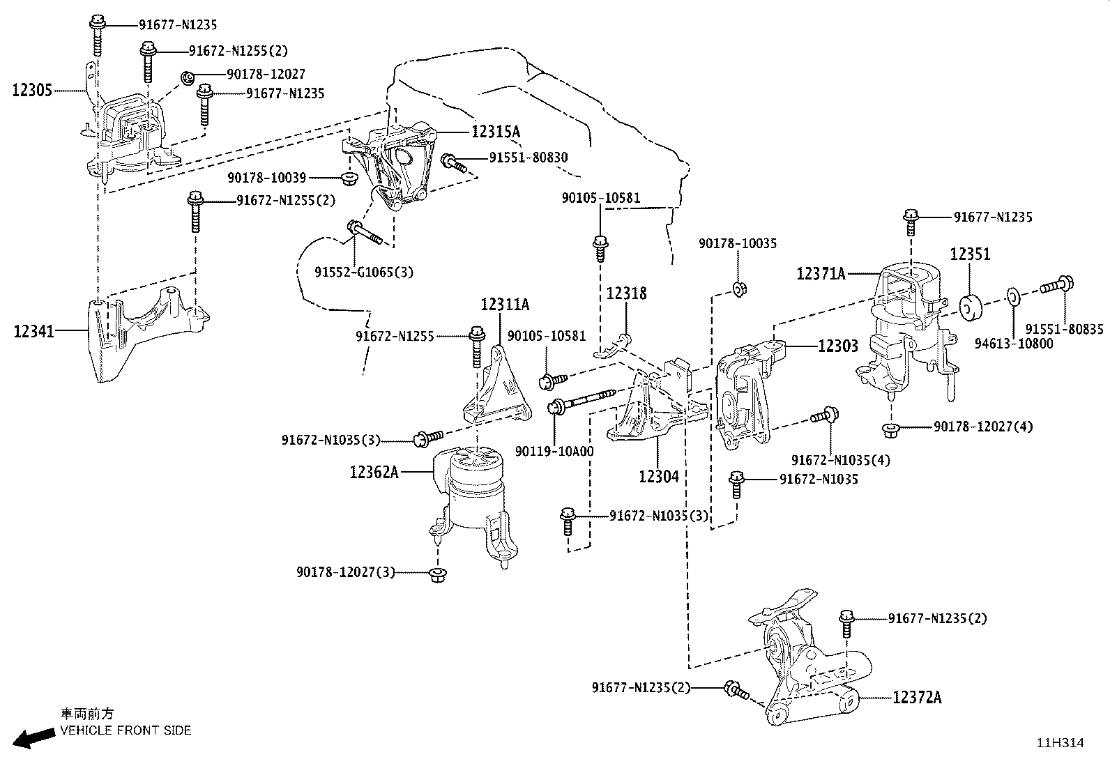12311-V2010 BRACKET, ENGINE MOUNTING, FRONT(FOR TRANSVERSE ENGINE) product image