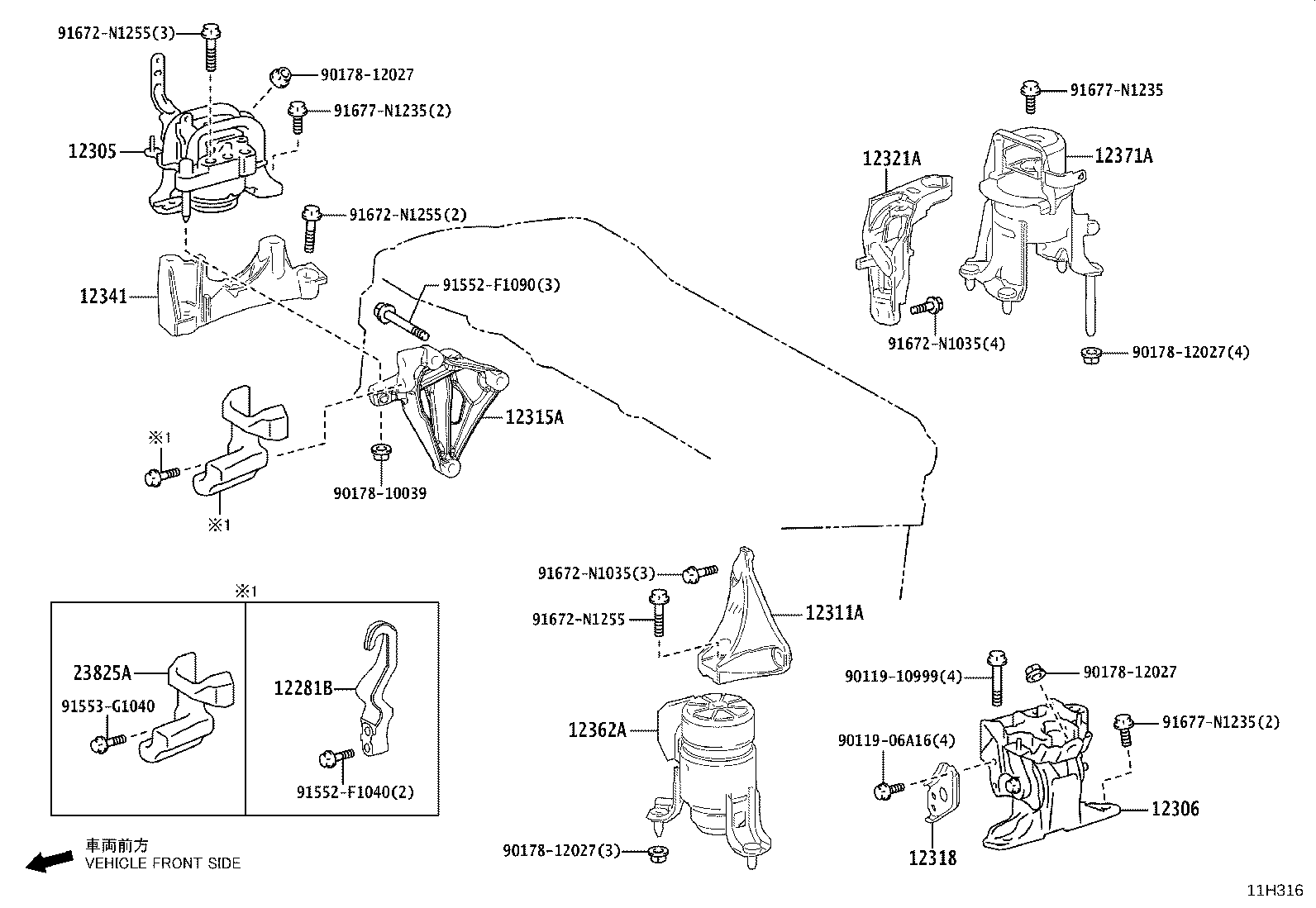 12311-V2010 BRACKET, ENGINE MOUNTING, FRONT(FOR TRANSVERSE ENGINE) product image
