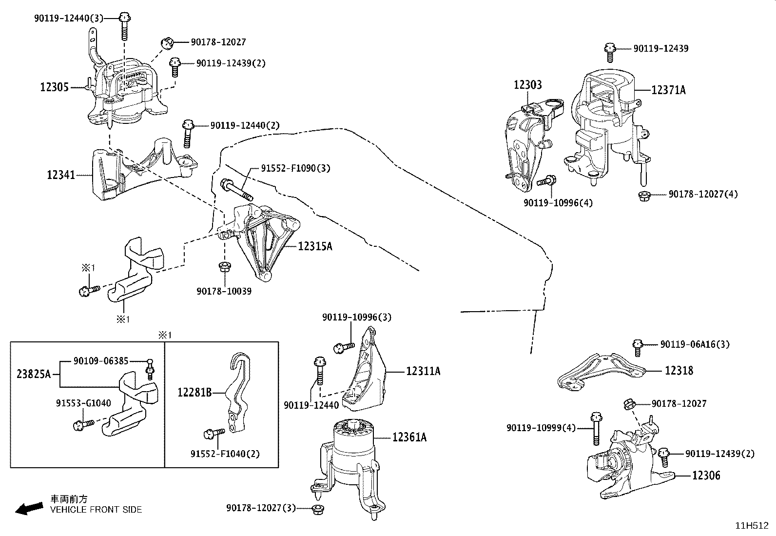 12306-25120 INSULATOR SUB-ASSY, ENGINE MOUNTING, LH product image