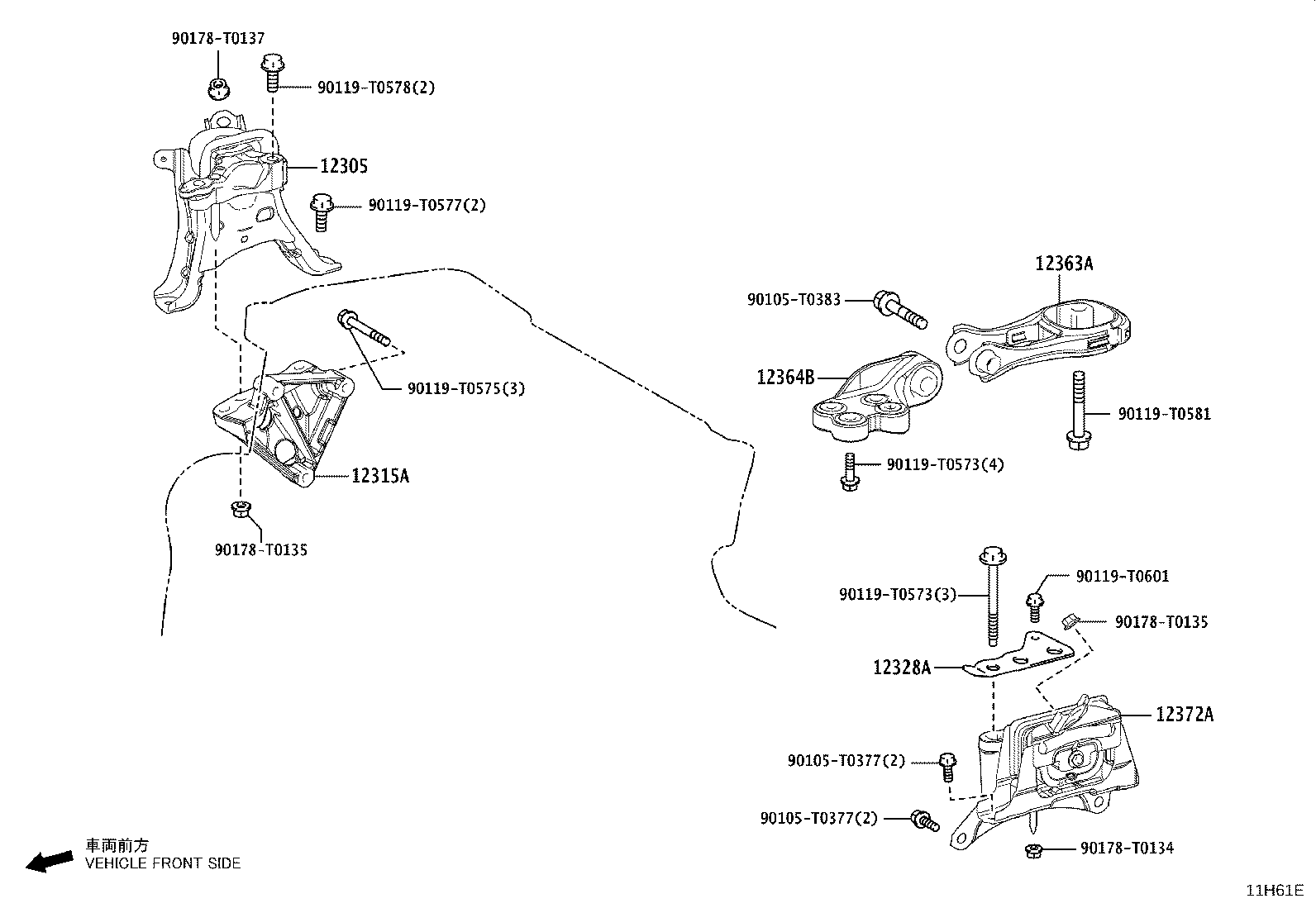 12325-0T550 BRACKET, ENGINE MOUNTING, LH(FOR TRANSVERSE ENGINE) product image